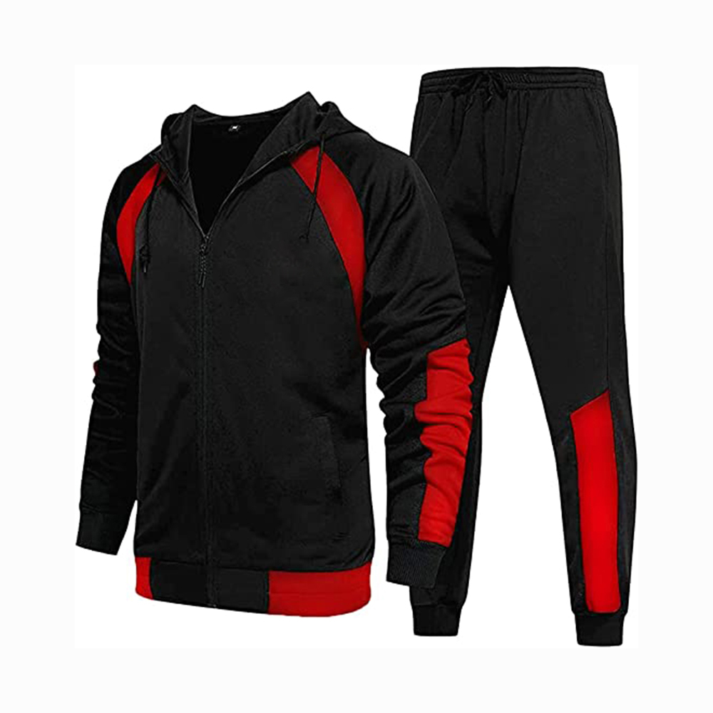 Hestic Sports Wear Men's Athletic Running Tracksuit Set Casual Full Zip Jogging Sweat Suit