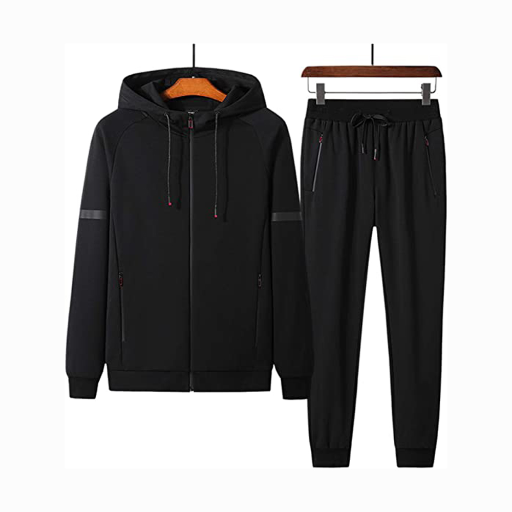 Hestic Sports Wear Men's Athletic Running Tracksuit Set Casual Full Zip Jogging Sweat Suit