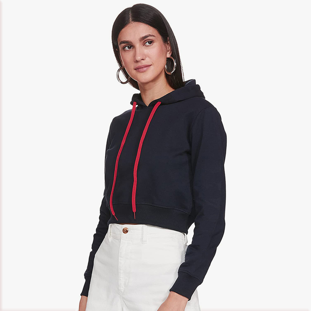 Hestic Sports Wear Cotton Best Selling Women Crop Top Hoodie Professional Quality 100% Polyester Cotton Made Crop Top Hoodies For Women