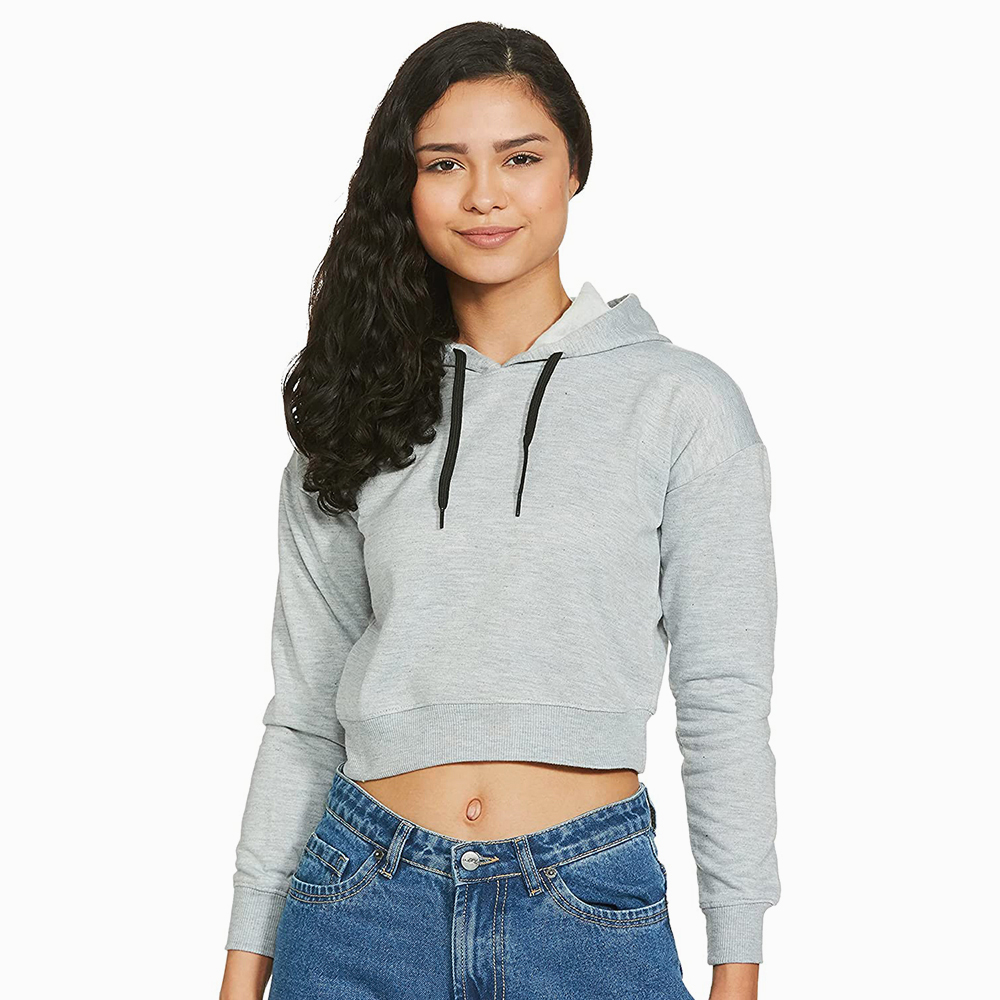 Hestic Sports Wear Cotton Best Selling Women Crop Top Hoodie Professional Quality 100% Polyester Cotton Made Crop Top Hoodies For Women